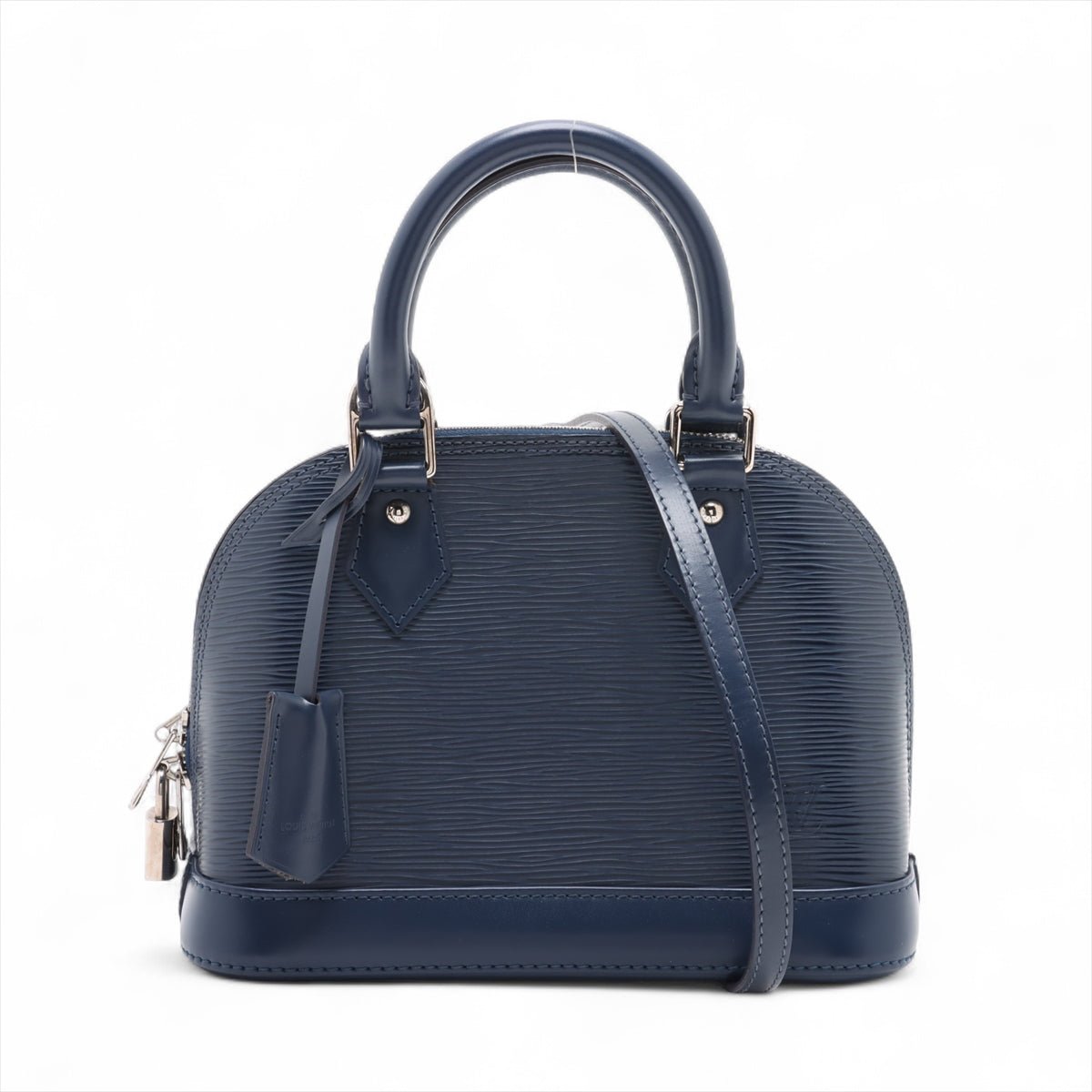 Second hand Louis Vuitton Alma BB Epi Leather Top - handle Handbag Navy - Tabita Bags