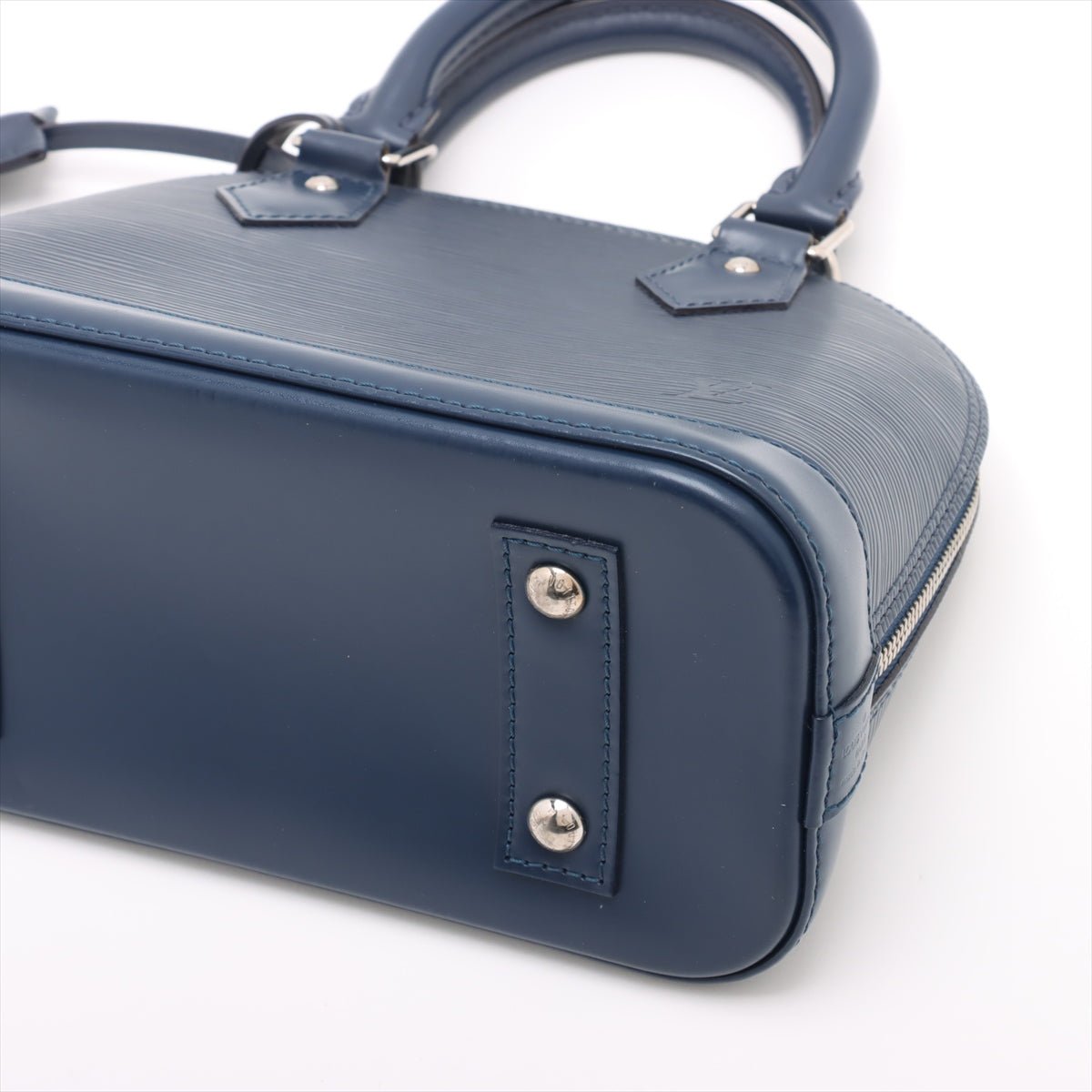 Second hand Louis Vuitton Alma BB Epi Leather Top - handle Handbag Navy - Tabita Bags