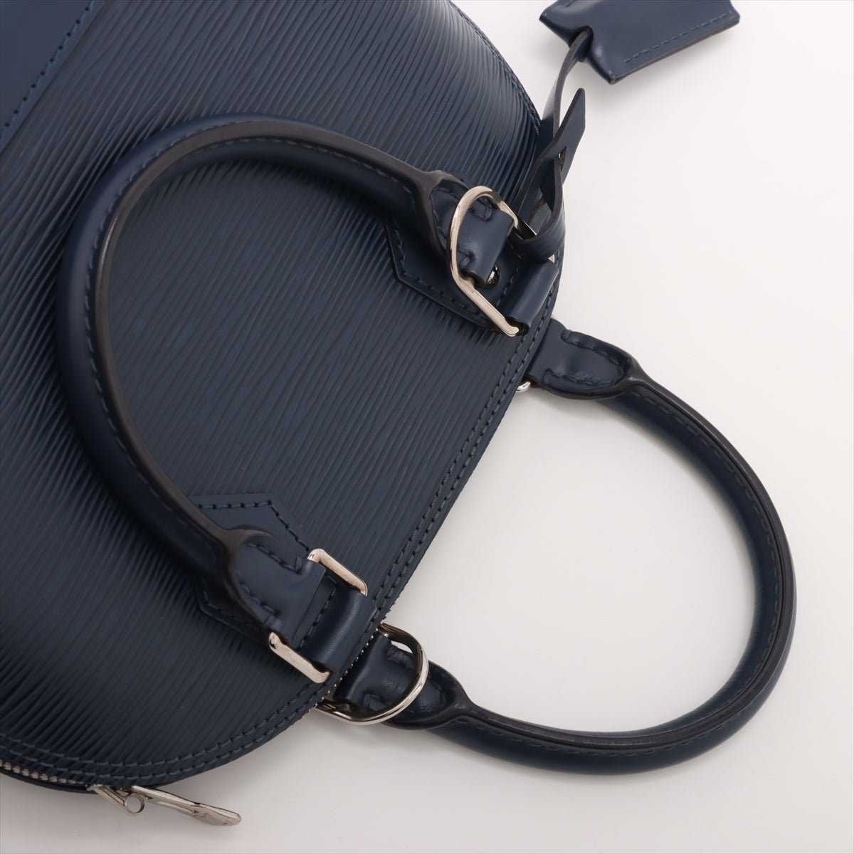 Second hand Louis Vuitton Alma BB Epi Leather Top - handle Handbag Navy - Tabita Bags