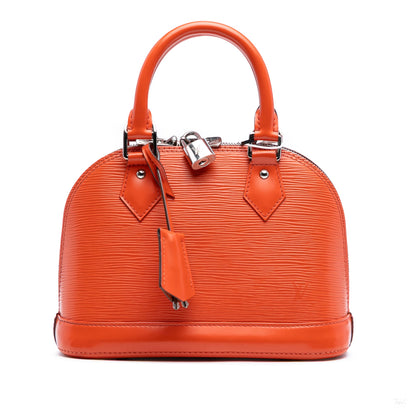 Second hand Louis Vuitton Alma BB Epi Leather Top - Handle Handbag Orange - Tabita Bags