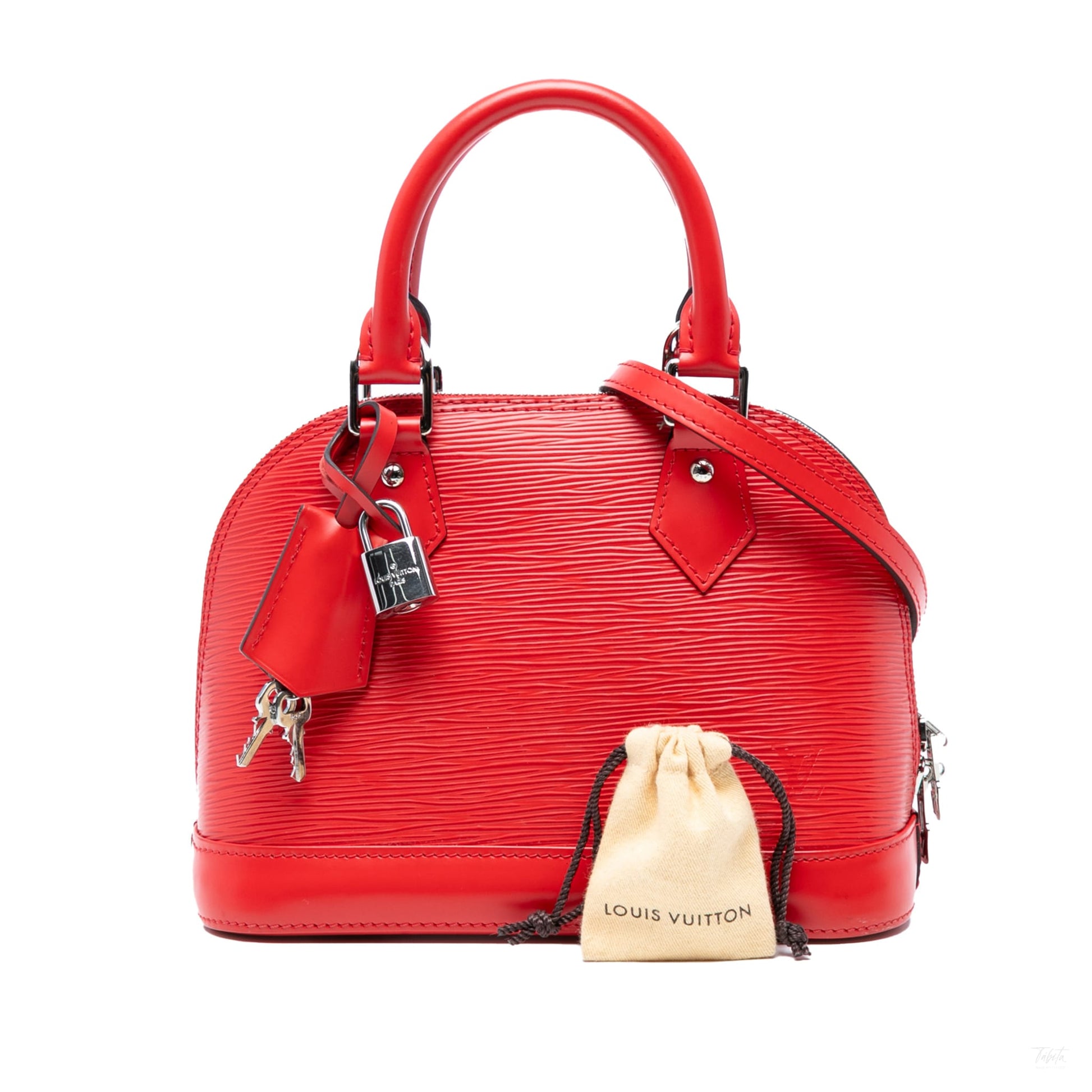 Second hand Louis Vuitton Alma BB Epi Leather Top - handle Handbag Red - Tabita Bags