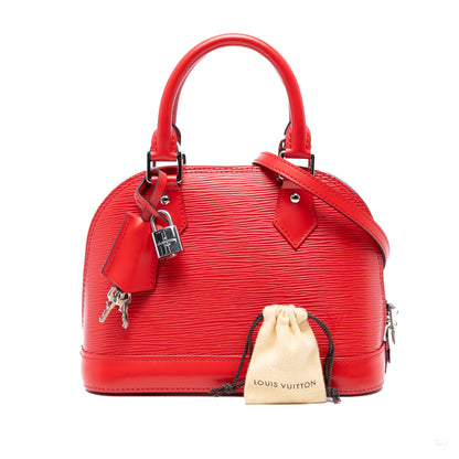 Second hand Louis Vuitton Alma BB Epi Leather Top - handle Handbag Red - Tabita Bags