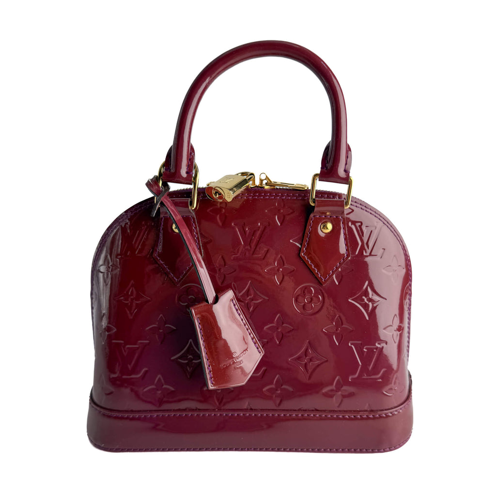 Second hand Louis Vuitton Alma BB Monogram Vernis Leather 2-Ways Top-handle Handbag Cherry Red - Tabita Bags