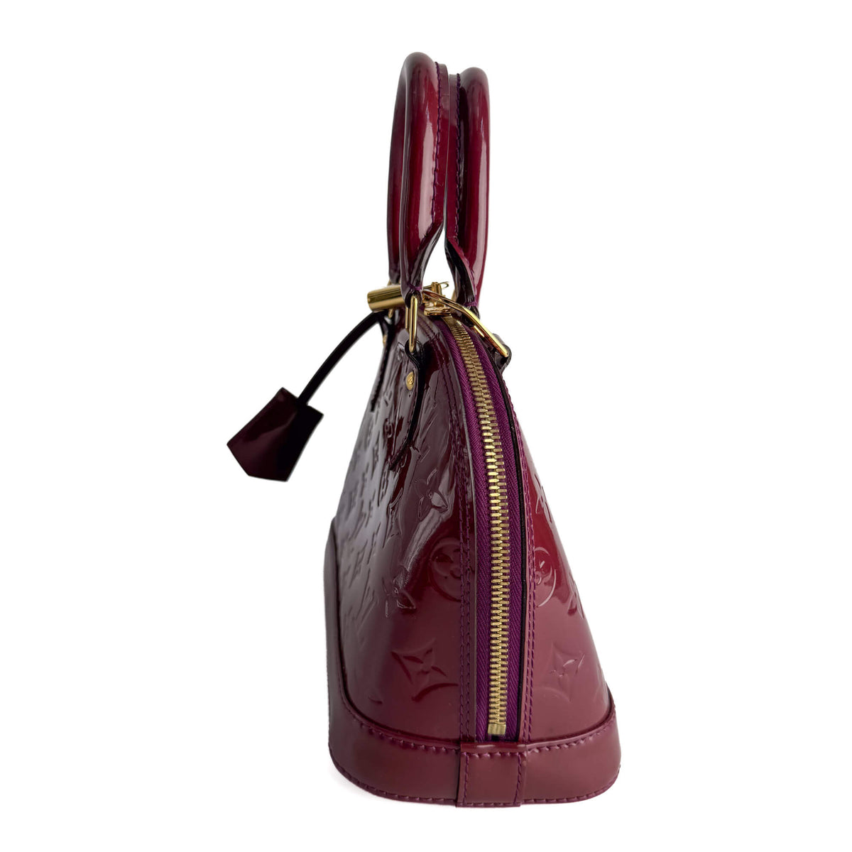Second hand Louis Vuitton Alma BB Monogram Vernis Leather 2-Ways Top-handle Handbag Cherry Red - Tabita Bags