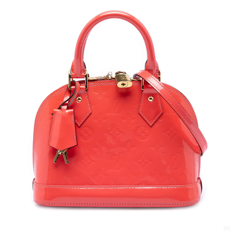 Second hand Louis Vuitton Alma BB Monogram Vernis Leather 2-Ways Top-handle Handbag Orange - Tabita Bags