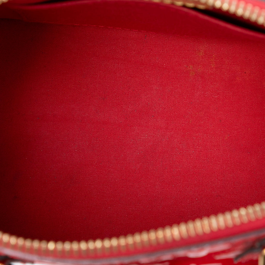 Second hand Louis Vuitton Alma BB Monogram Vernis Leather 2 - Ways Top - handle Handbag Red - Tabita Bags