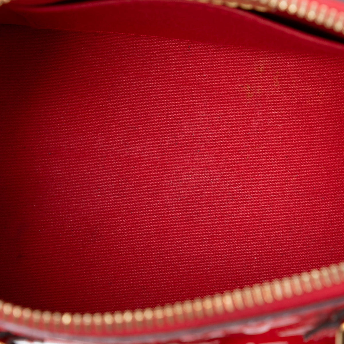 Second hand Louis Vuitton Alma BB Monogram Vernis Leather 2 - Ways Top - handle Handbag Red - Tabita Bags