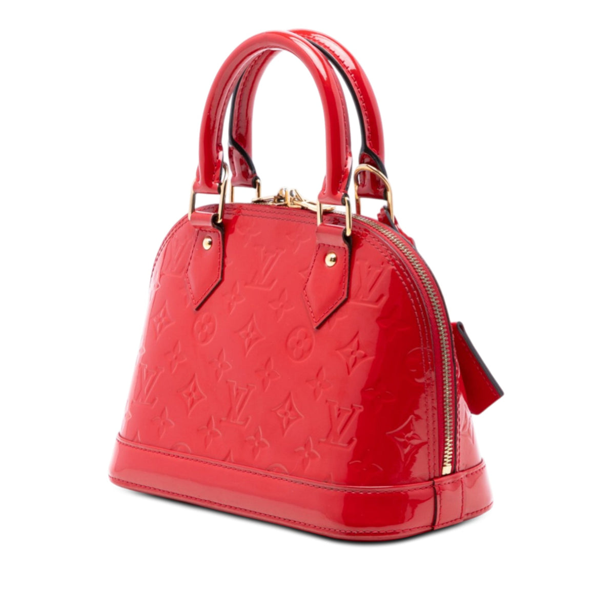 Second hand Louis Vuitton Alma BB Monogram Vernis Leather 2 - Ways Top - handle Handbag Red - Tabita Bags