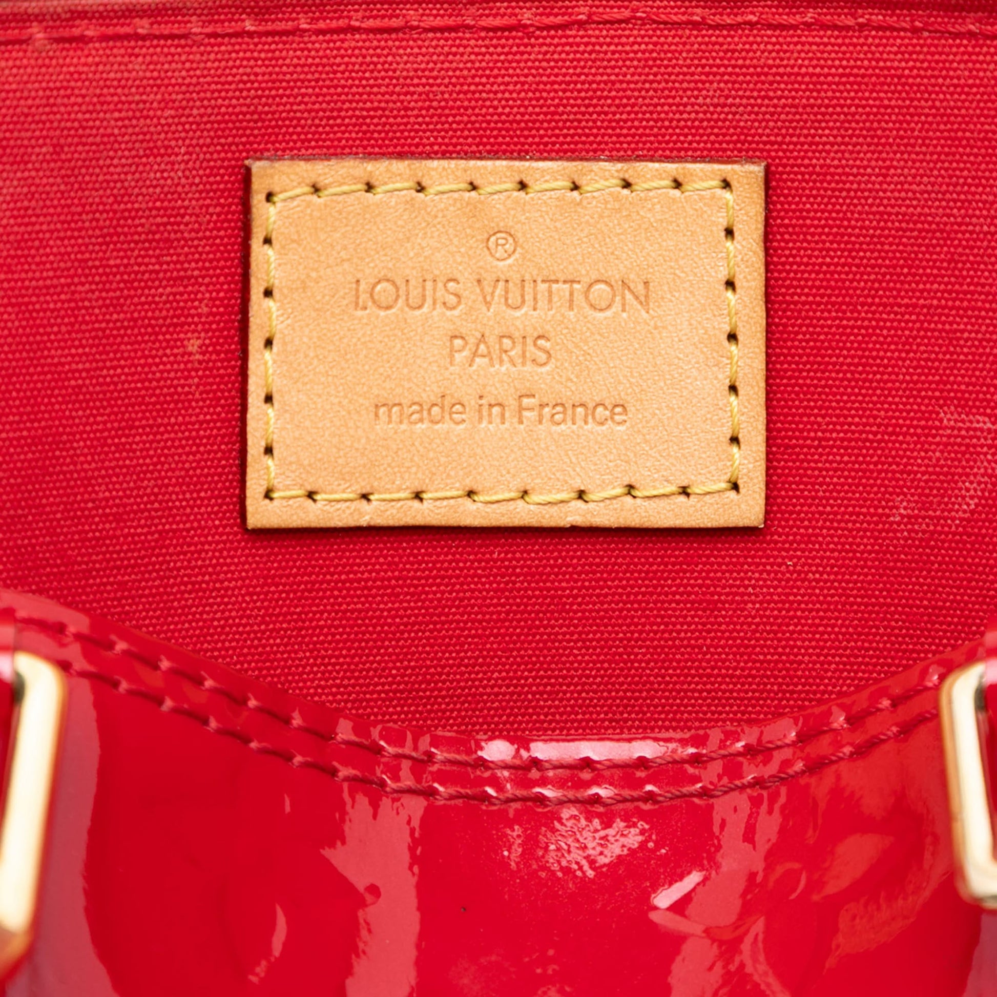 Second hand Louis Vuitton Alma BB Monogram Vernis Leather 2 - Ways Top - handle Handbag Red - Tabita Bags