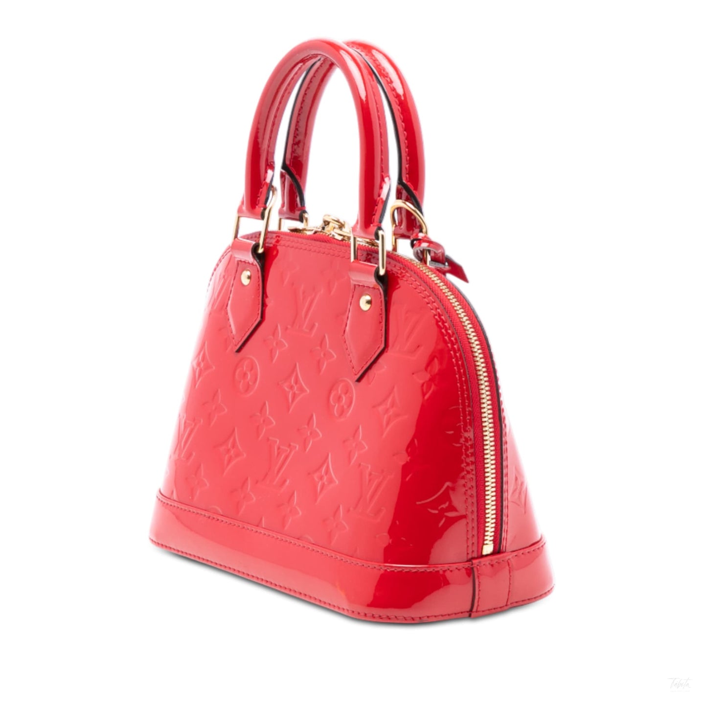 Second hand Louis Vuitton Alma BB Monogram Vernis Leather 2 - Ways Top - handle Handbag Red - Tabita Bags