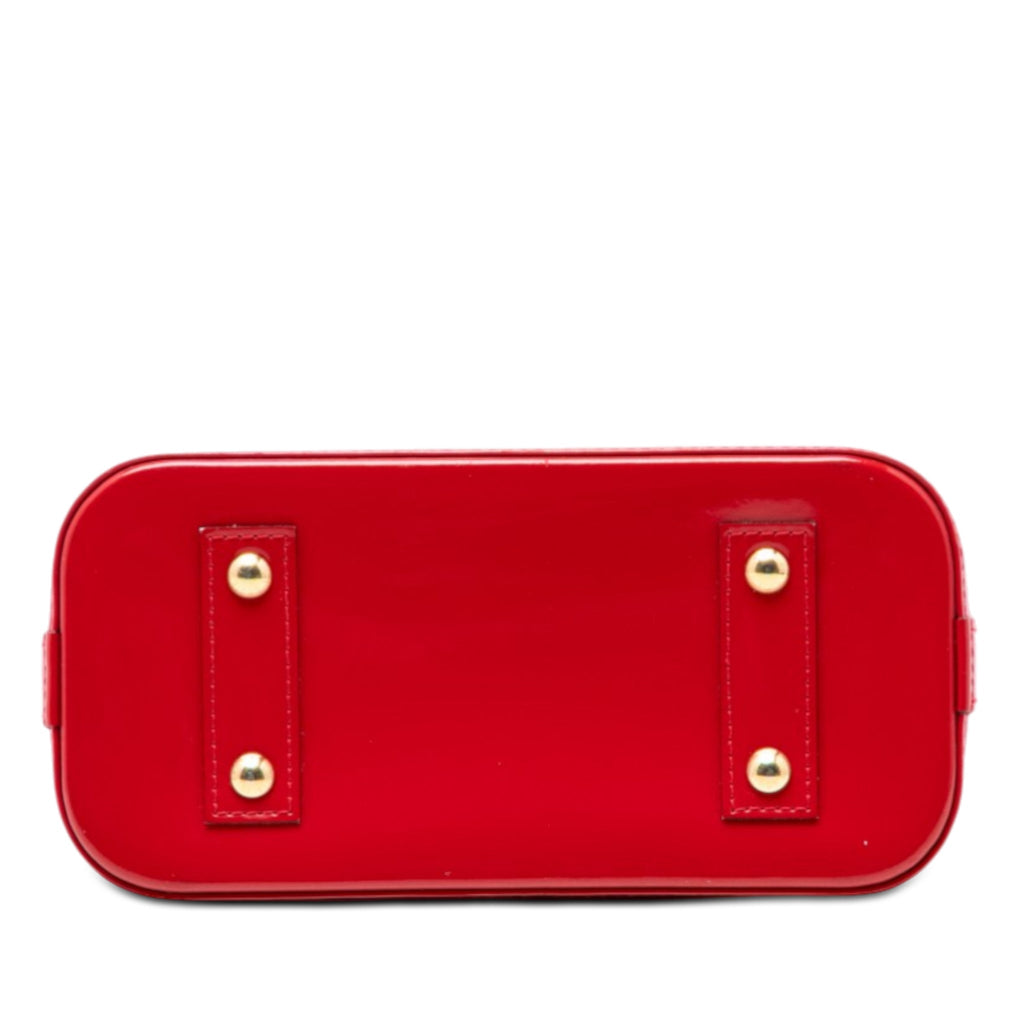 Second hand Louis Vuitton Alma BB Monogram Vernis Leather 2 - Ways Top - handle Handbag Red - Tabita Bags