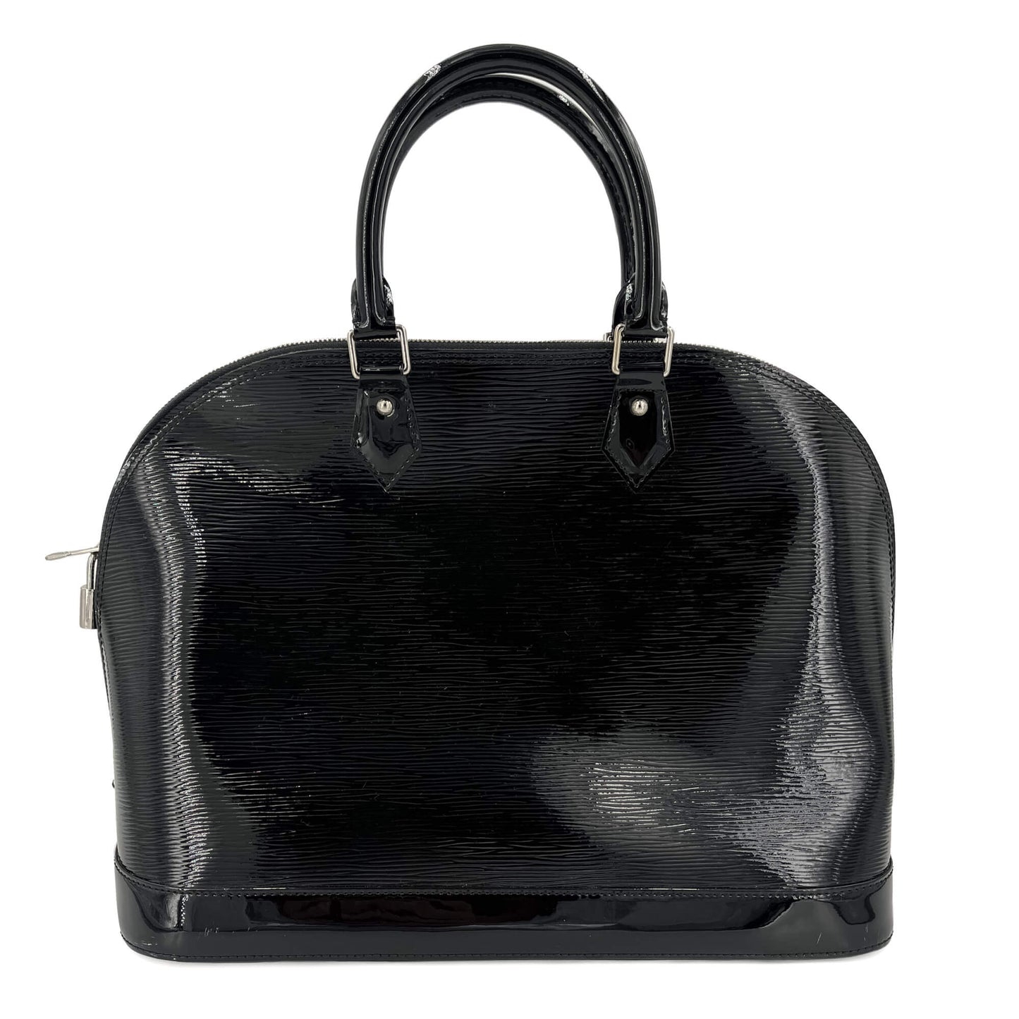 Second hand Louis Vuitton Alma GM Patent Epi Leather Top - handle Bag Black - Tabita Bags