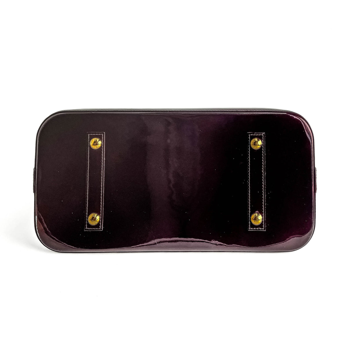 Second hand Louis Vuitton Alma GM Patent Leather Top - handle Handbag Burgundy - Tabita Bags