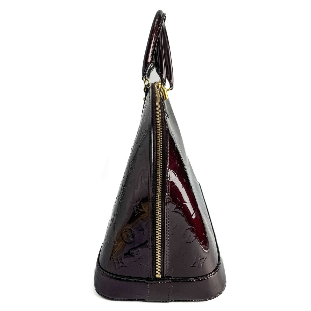 Second hand Louis Vuitton Alma GM Patent Leather Top - handle Handbag Burgundy - Tabita Bags
