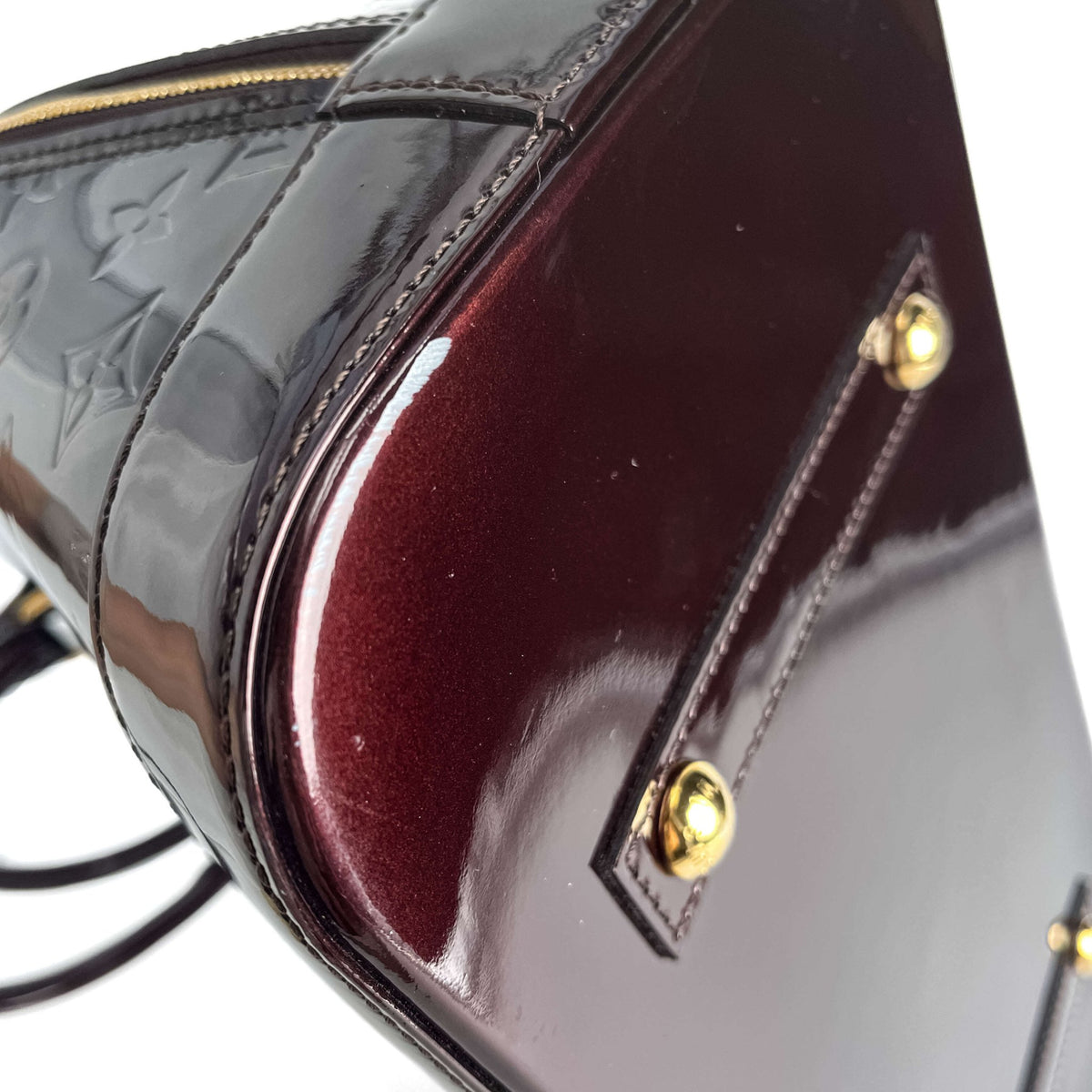 Second hand Louis Vuitton Alma GM Patent Leather Top - handle Handbag Burgundy - Tabita Bags