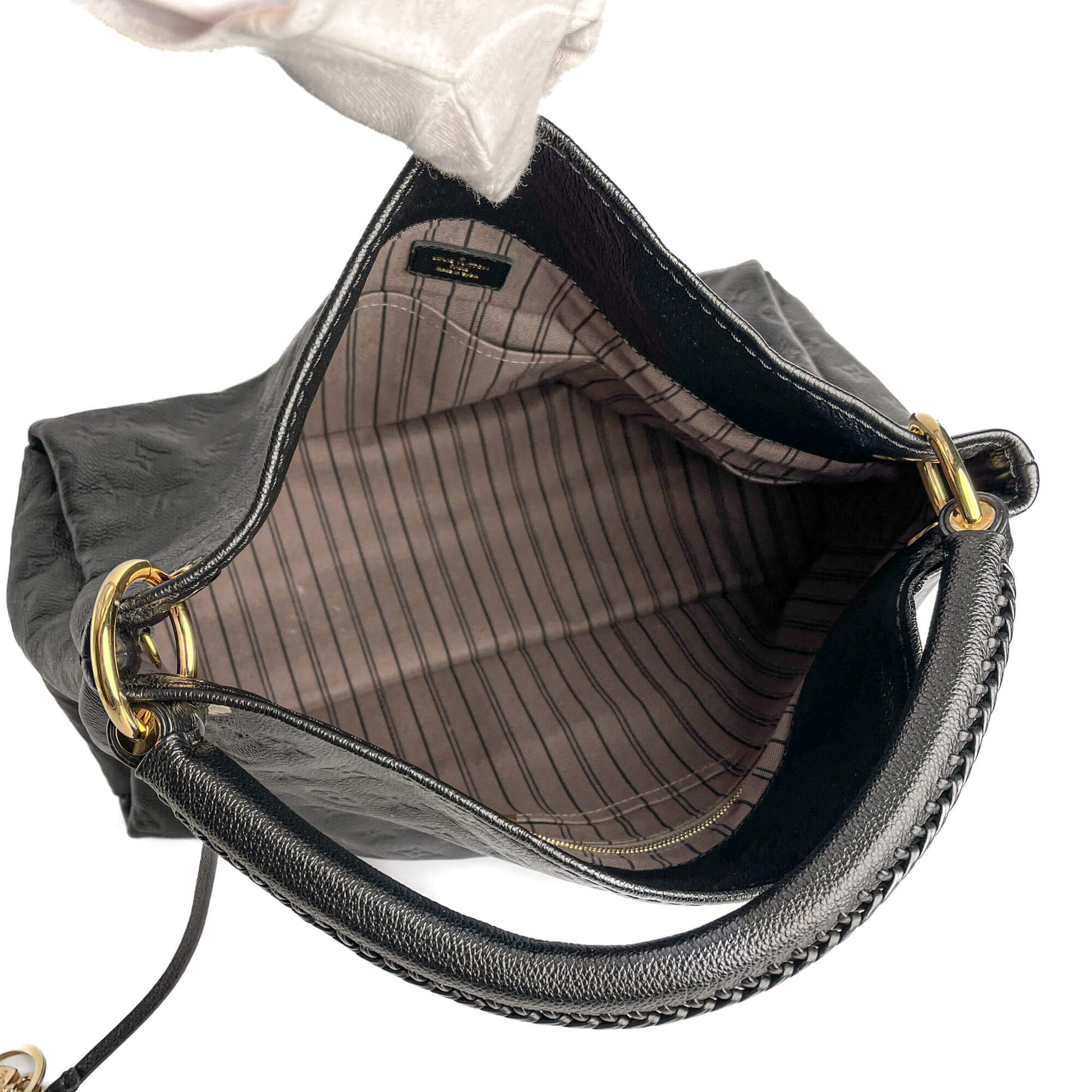 Second hand Louis Vuitton Artsy Leather Empreinte Hobo Shoulder Bag Black - Tabita Bags