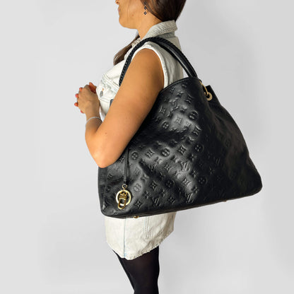 Second hand Louis Vuitton Artsy Leather Empreinte Hobo Shoulder Bag Black - Tabita Bags