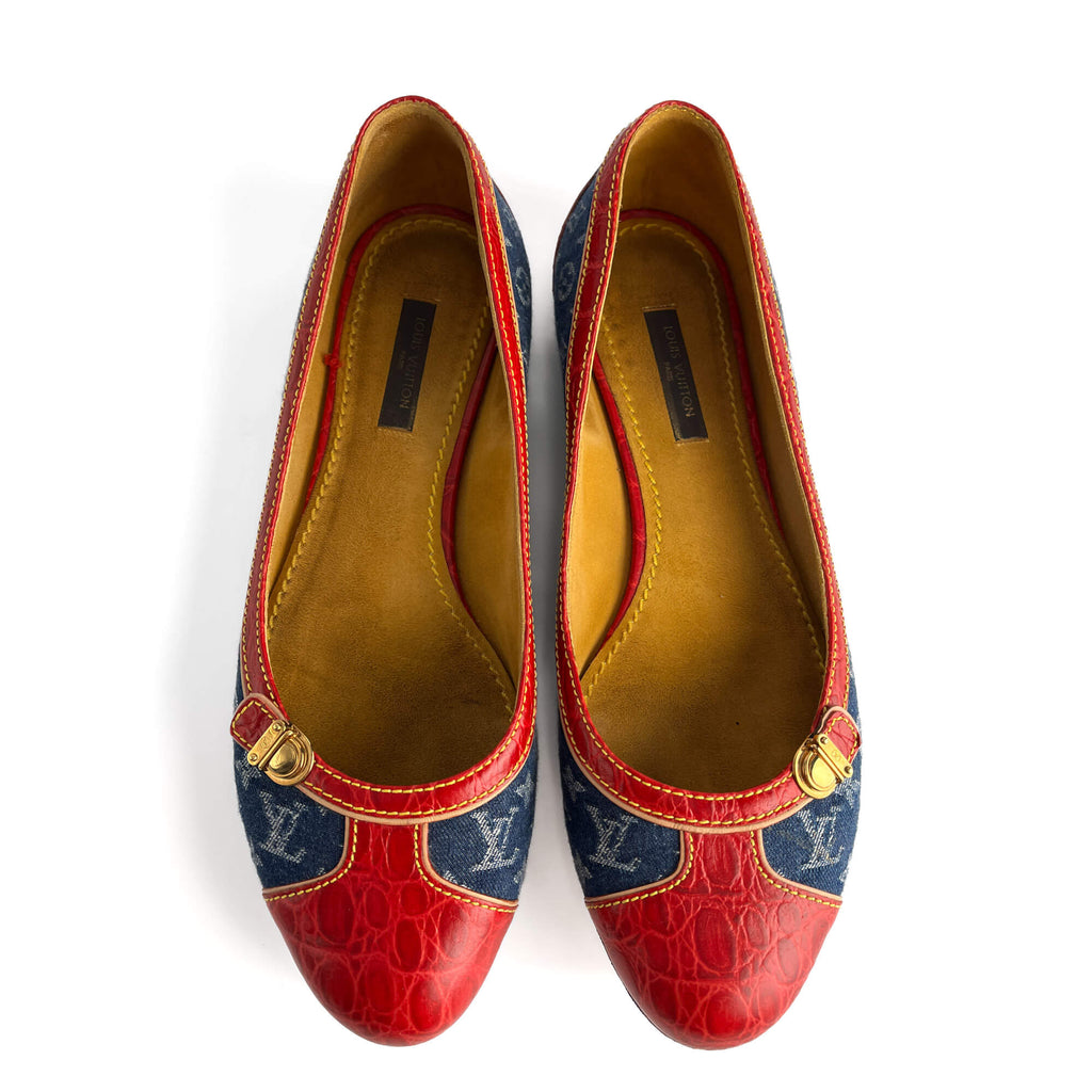 Second hand Louis Vuitton Ballet Flats Denim Denim Shoes 38 Bicolor - Tabita Bags
