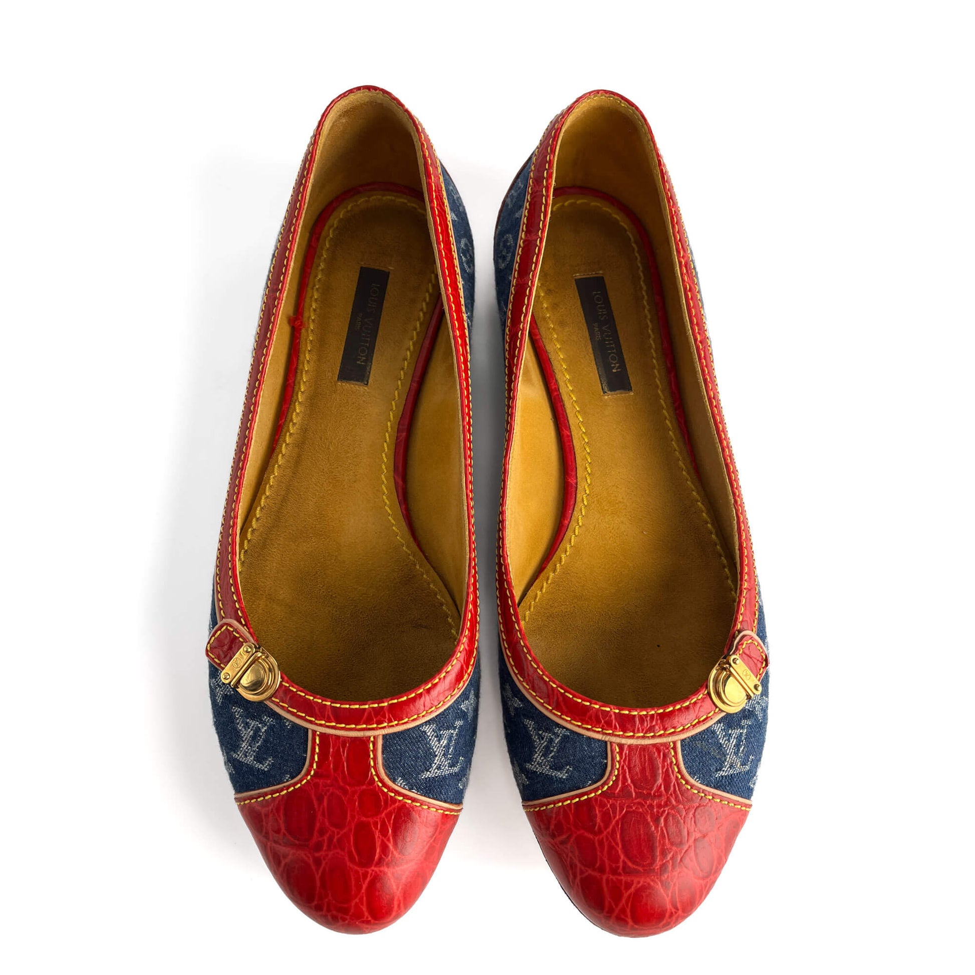 Second hand Louis Vuitton Ballet Flats Denim Denim Shoes 38 Bicolor - Tabita Bags