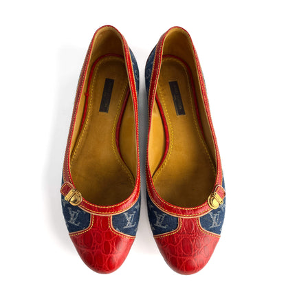 Second hand Louis Vuitton Ballet Flats Denim Denim Shoes 38 Bicolor - Tabita Bags