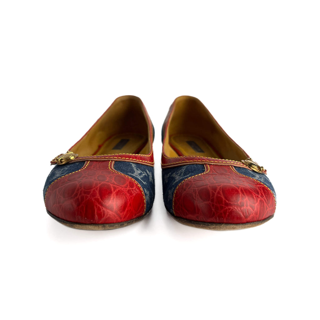 Second hand Louis Vuitton Ballet Flats Denim Denim Shoes 38 Bicolor - Tabita Bags