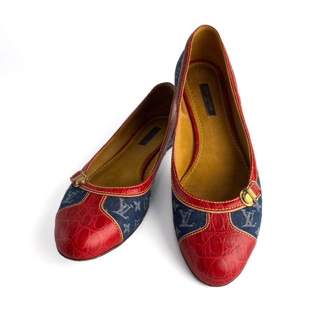 Second hand Louis Vuitton Ballet Flats Denim Denim Shoes 38 Bicolor - Tabita Bags
