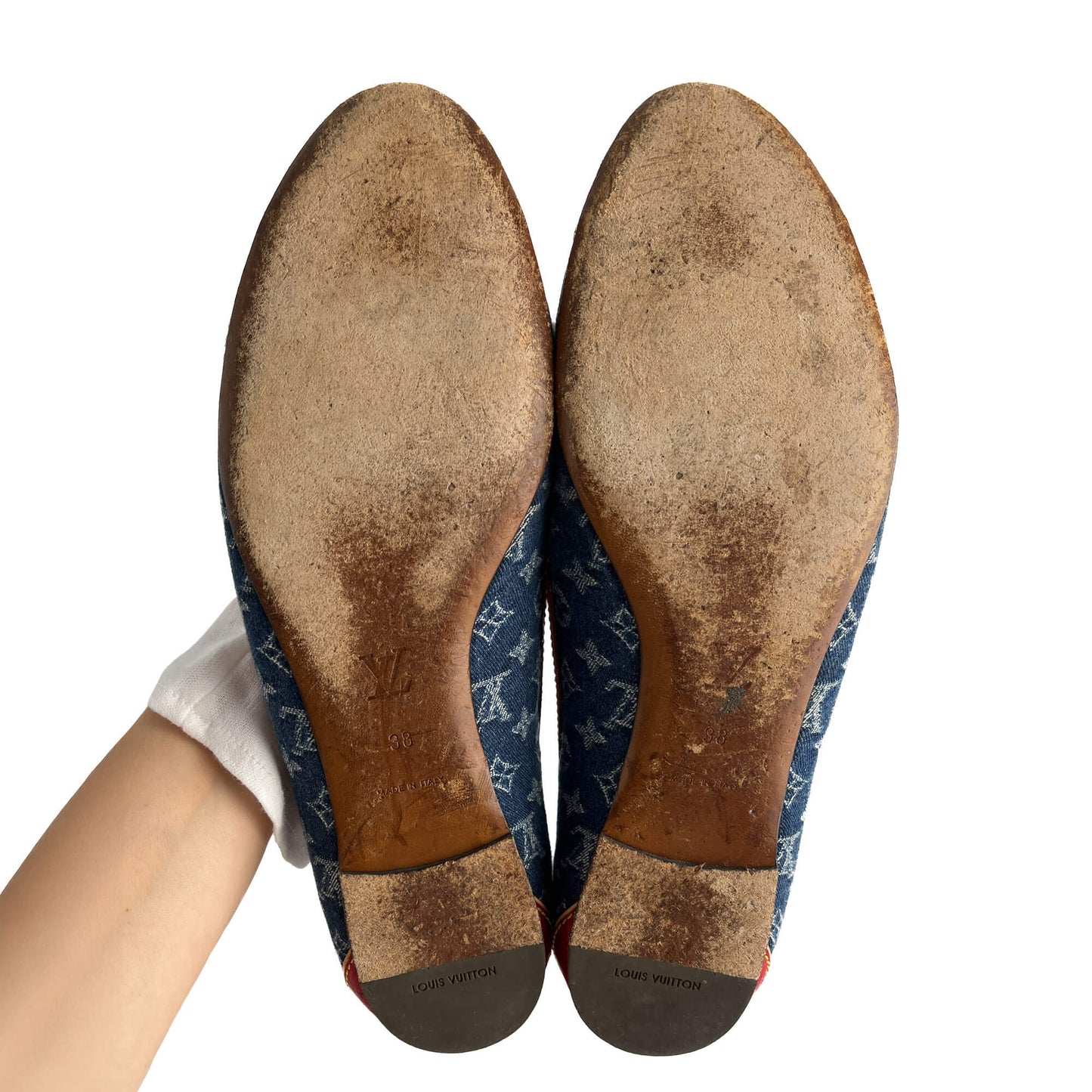 Second hand Louis Vuitton Ballet Flats Denim Denim Shoes 38 Bicolor - Tabita Bags