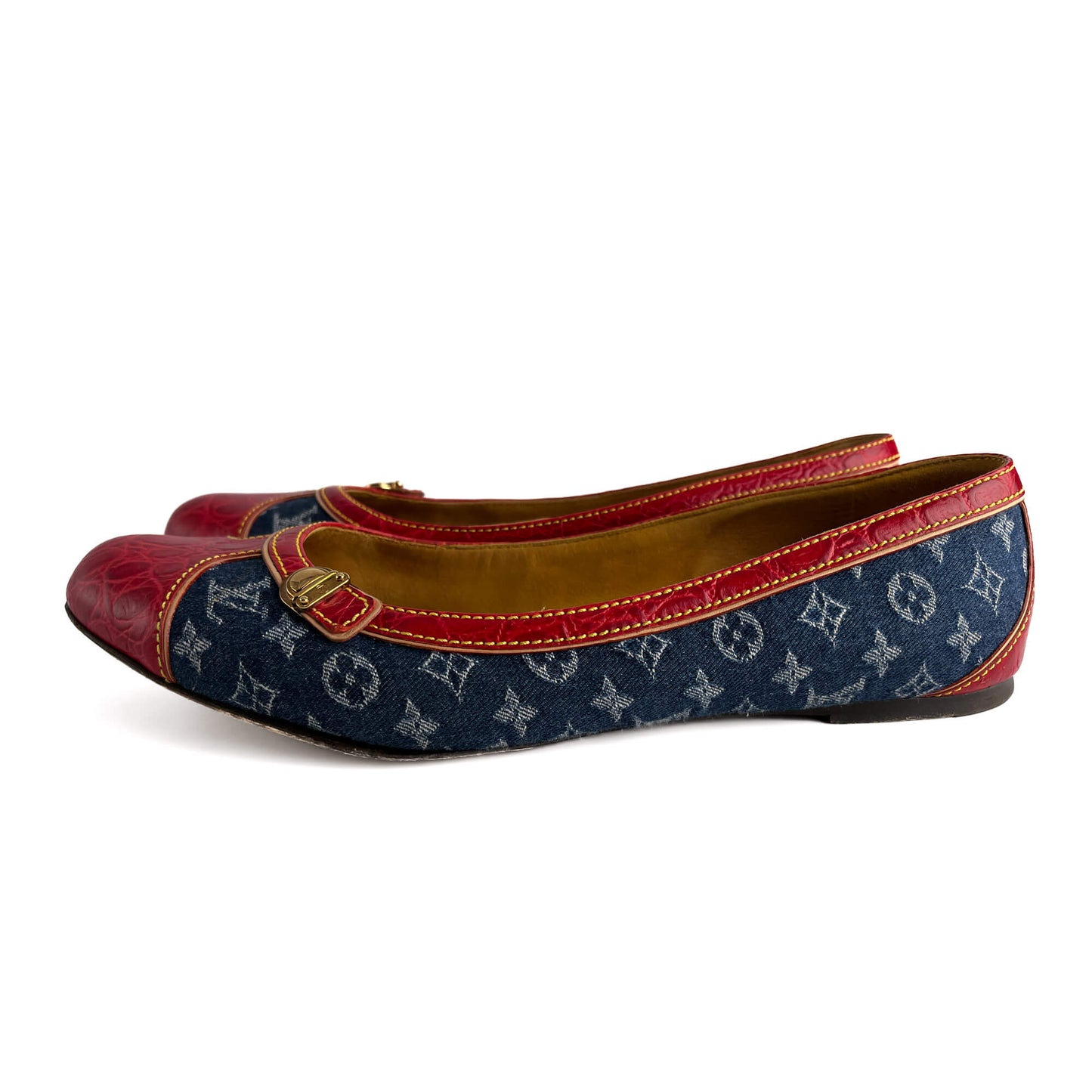 Second hand Louis Vuitton Ballet Flats Denim Denim Shoes 38 Bicolor - Tabita Bags
