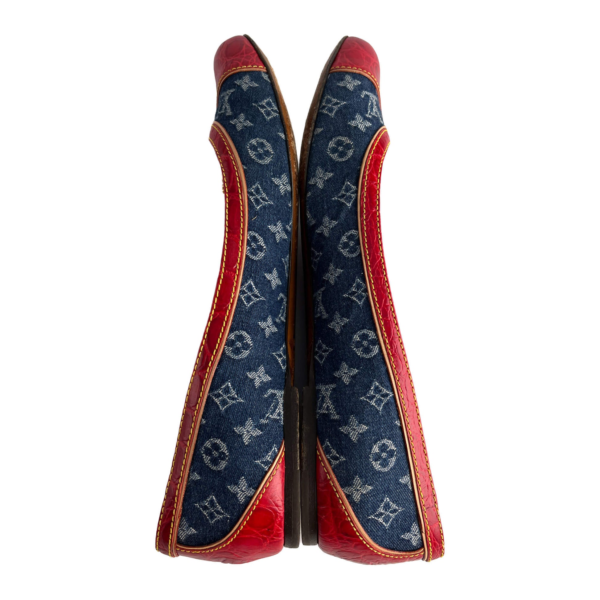 Second hand Louis Vuitton Ballet Flats Denim Denim Shoes 38 Bicolor - Tabita Bags