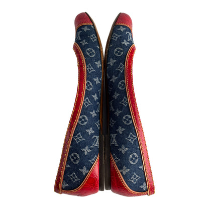 Second hand Louis Vuitton Ballet Flats Denim Denim Shoes 38 Bicolor - Tabita Bags