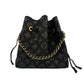 Second hand Louis Vuitton Bella Mahina Leather 2 - Ways Bucket Bag Pouch Black - Tabita Bags