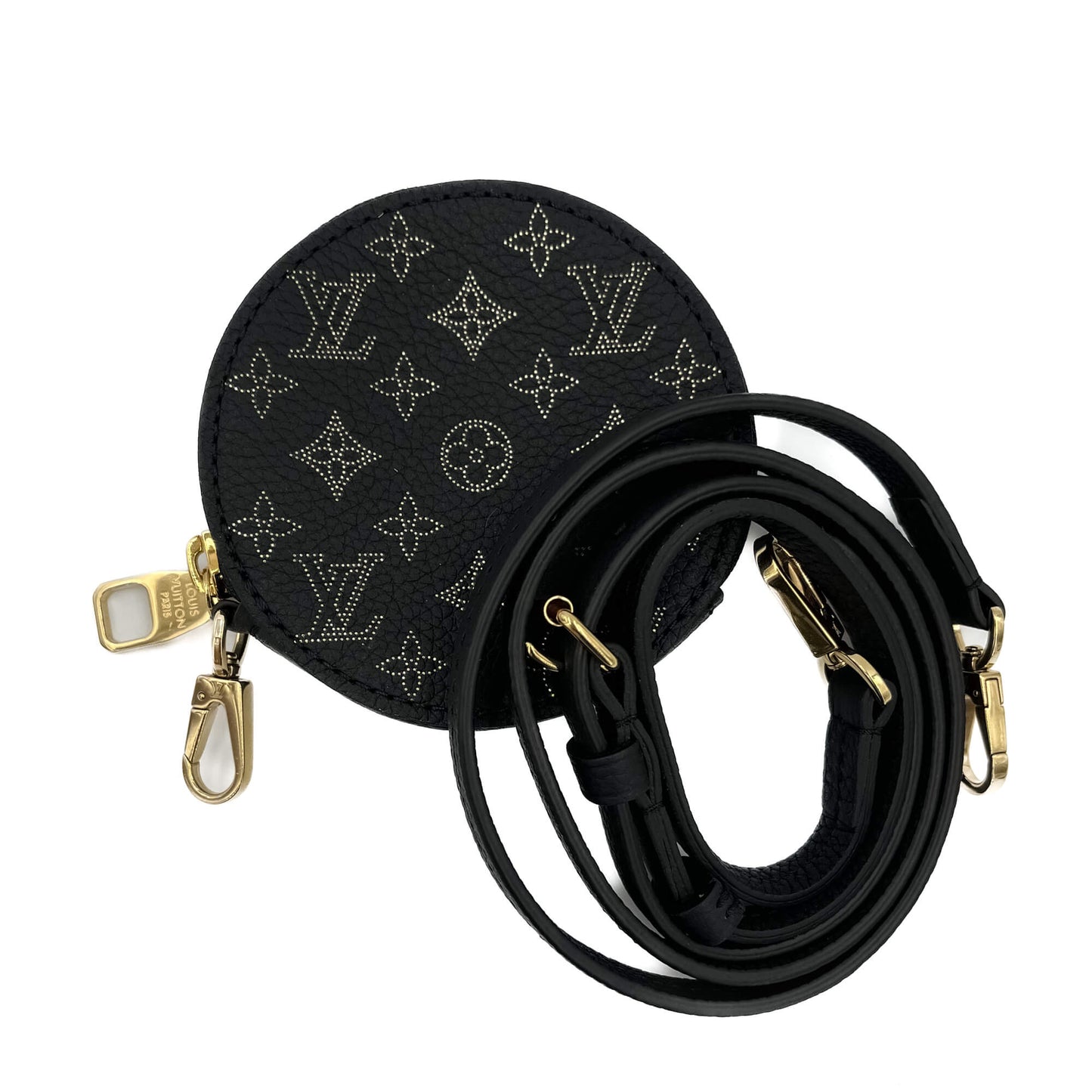 Second hand Louis Vuitton Bella Mahina Leather 2 - Ways Bucket Bag Pouch Black - Tabita Bags