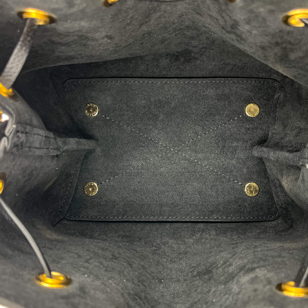 Second hand Louis Vuitton Bella Mahina Leather 2 - Ways Bucket Bag Pouch Black - Tabita Bags