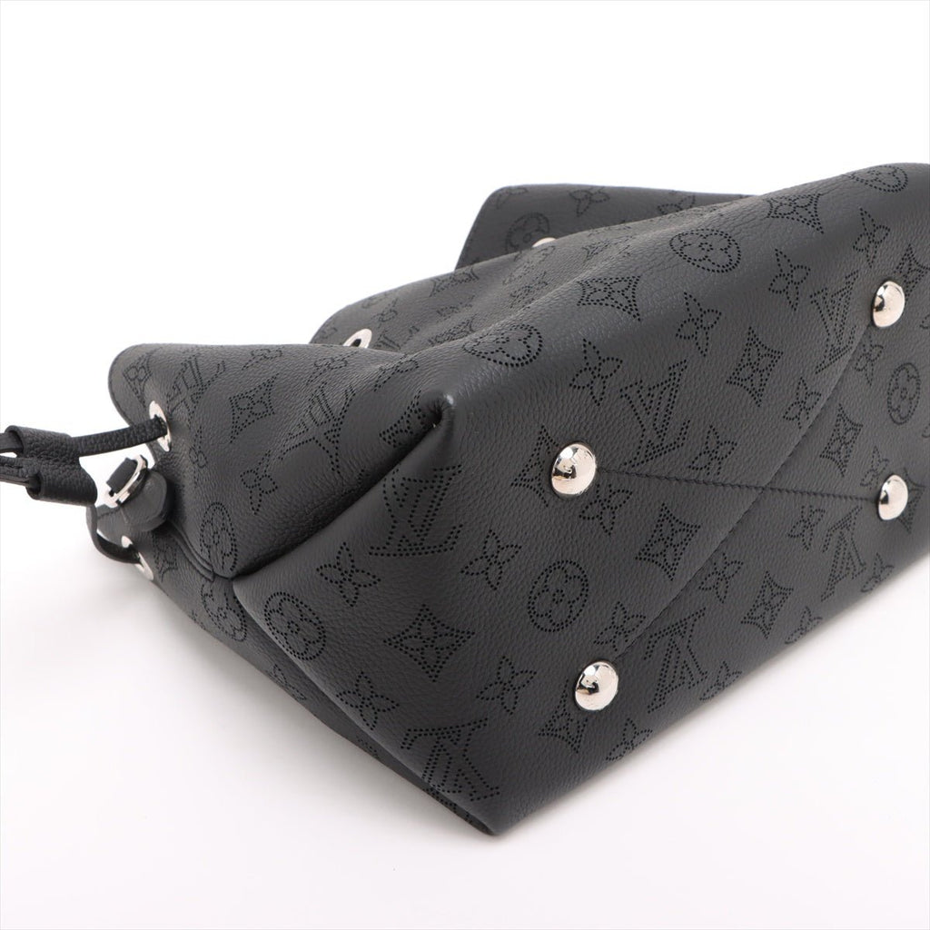 Second hand Louis Vuitton Bella Mahina Leather Pouch Bucket Shoulder Bag Black - Tabita Bags