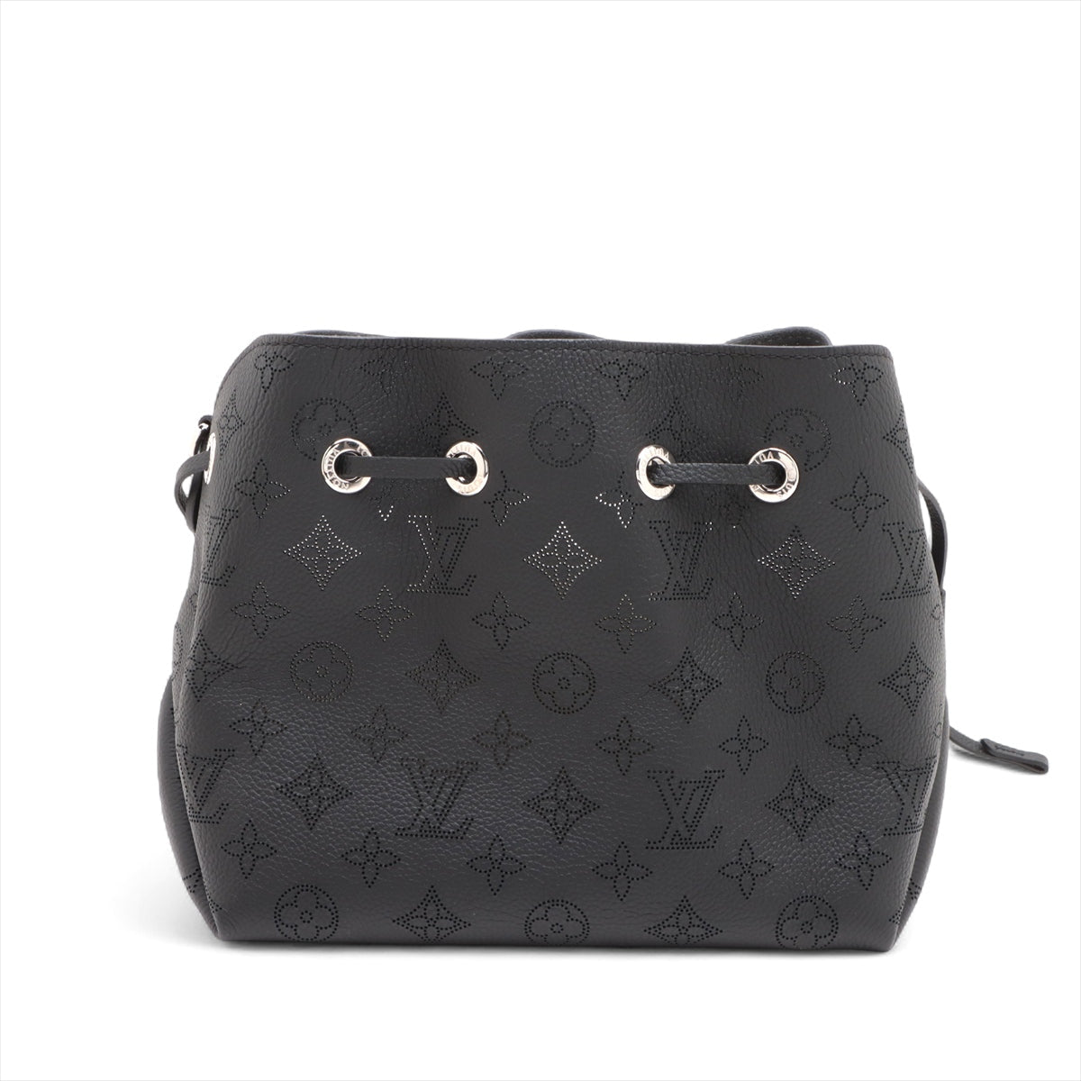 Second hand Louis Vuitton Bella Mahina Leather Pouch Bucket Shoulder Bag Black - Tabita Bags