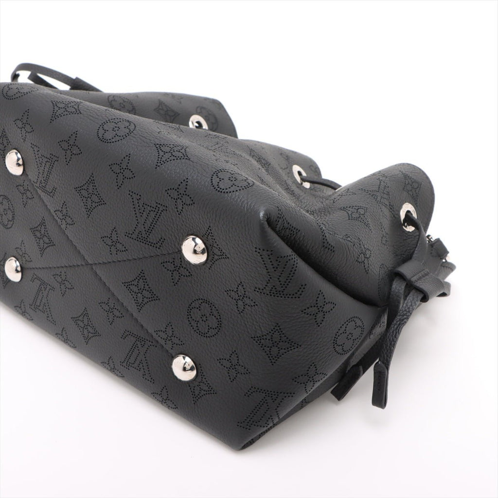 Second hand Louis Vuitton Bella Mahina Leather Pouch Bucket Shoulder Bag Black - Tabita Bags