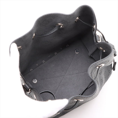 Second hand Louis Vuitton Bella Mahina Leather Pouch Bucket Shoulder Bag Black - Tabita Bags