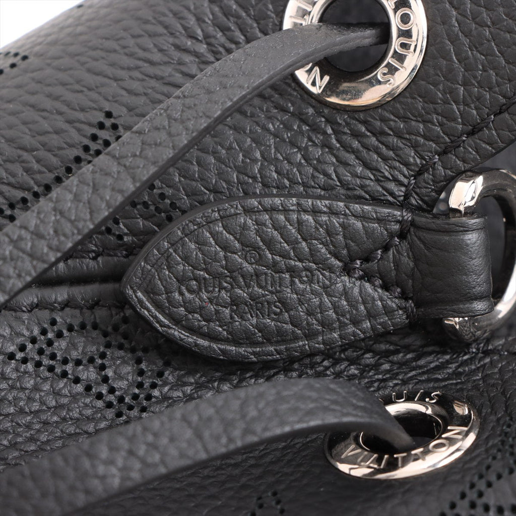 Second hand Louis Vuitton Bella Mahina Leather Pouch Bucket Shoulder Bag Black - Tabita Bags