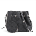 Second hand Louis Vuitton Bella Mahina Leather Pouch Bucket Shoulder Bag Black - Tabita Bags