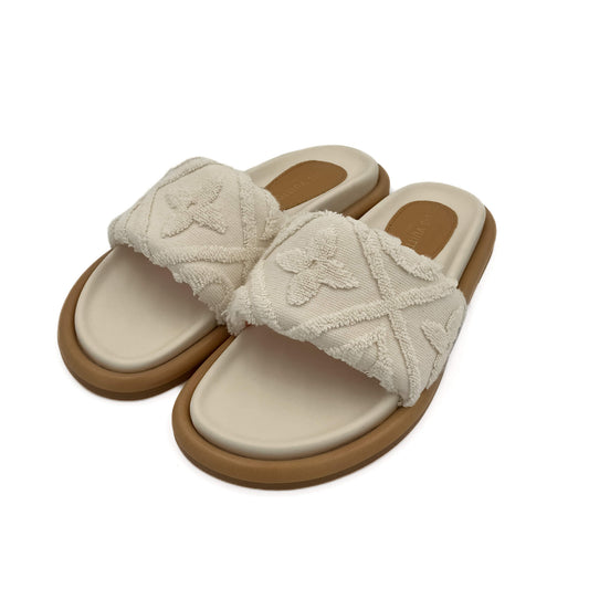 Second hand Louis Vuitton Bliss Comfort Towel - like textile Fabric Flat Shoes 40 Blanc - Tabita Bags