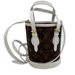 Second hand Louis Vuitton Bucket Nano Match LV White Canvas 2 - Ways Bucket Bag - Tabita Bags