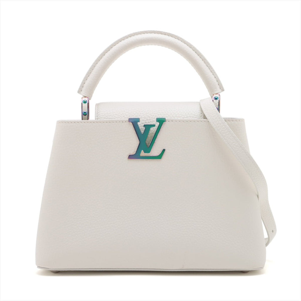 Second hand Louis Vuitton Capucines BB Ruthenium - and palladium - color hardware multicolour Taurillon Leather 2 - Ways Bag Snow - Tabita Bags