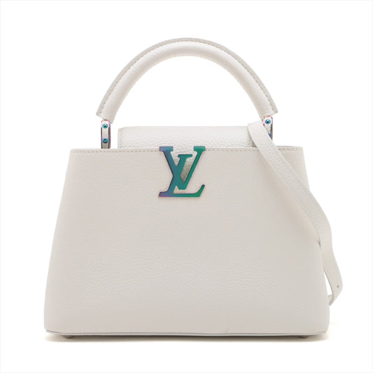 Second hand Louis Vuitton Capucines BB Ruthenium - and palladium - color hardware multicolour Taurillon Leather 2 - Ways Bag Snow - Tabita Bags