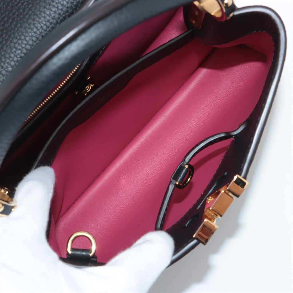 Second hand Louis Vuitton Capucines BB Taurillon Leather 2 - Ways Handbag Black - Tabita Bags