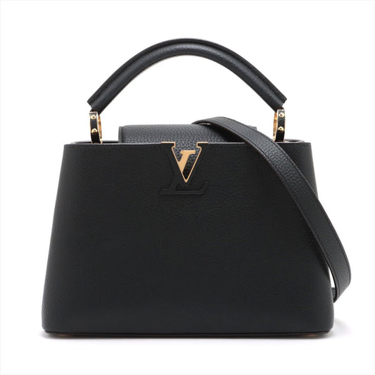 Second hand Louis Vuitton Capucines BB Taurillon Leather 2 - Ways Handbag Black - Tabita Bags