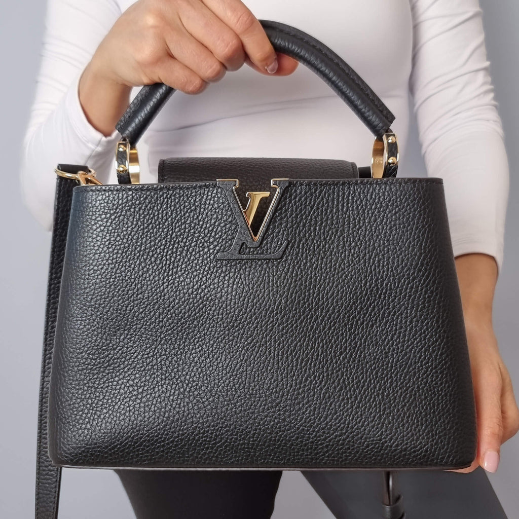 Second hand Louis Vuitton Capucines BB Taurillon Leather 2 - Ways Handbag Black - Tabita Bags