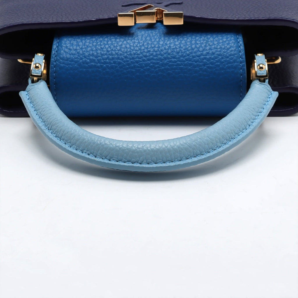 Second hand Louis Vuitton Capucines BB Taurillon Leather Handbag Blue - Tabita Bags