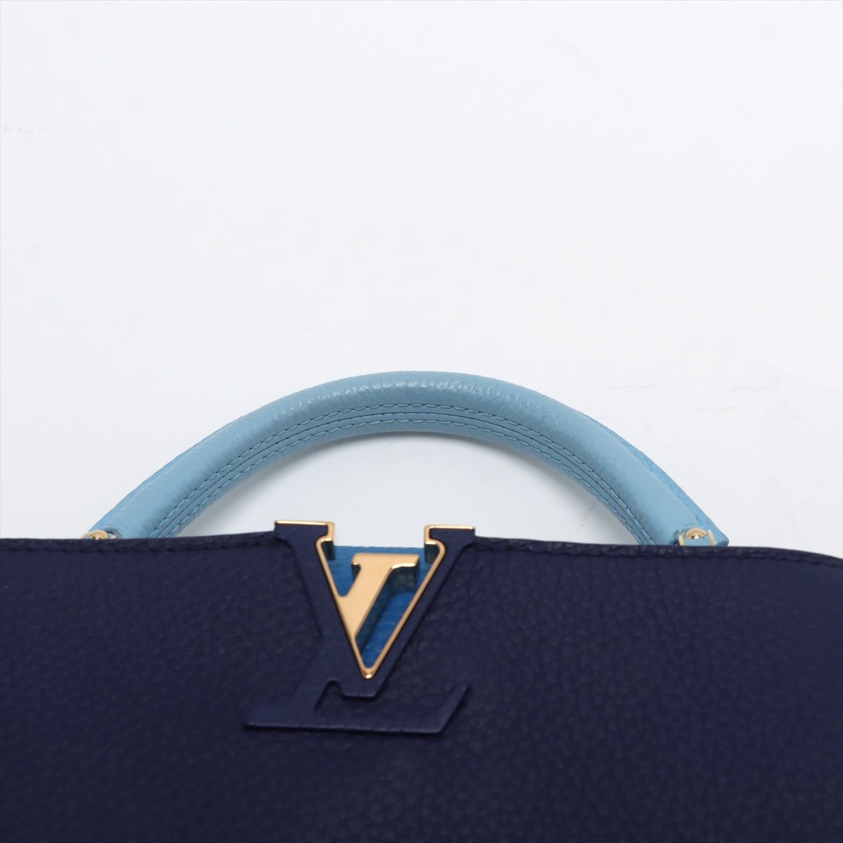 Second hand Louis Vuitton Capucines BB Taurillon Leather Handbag Blue - Tabita Bags