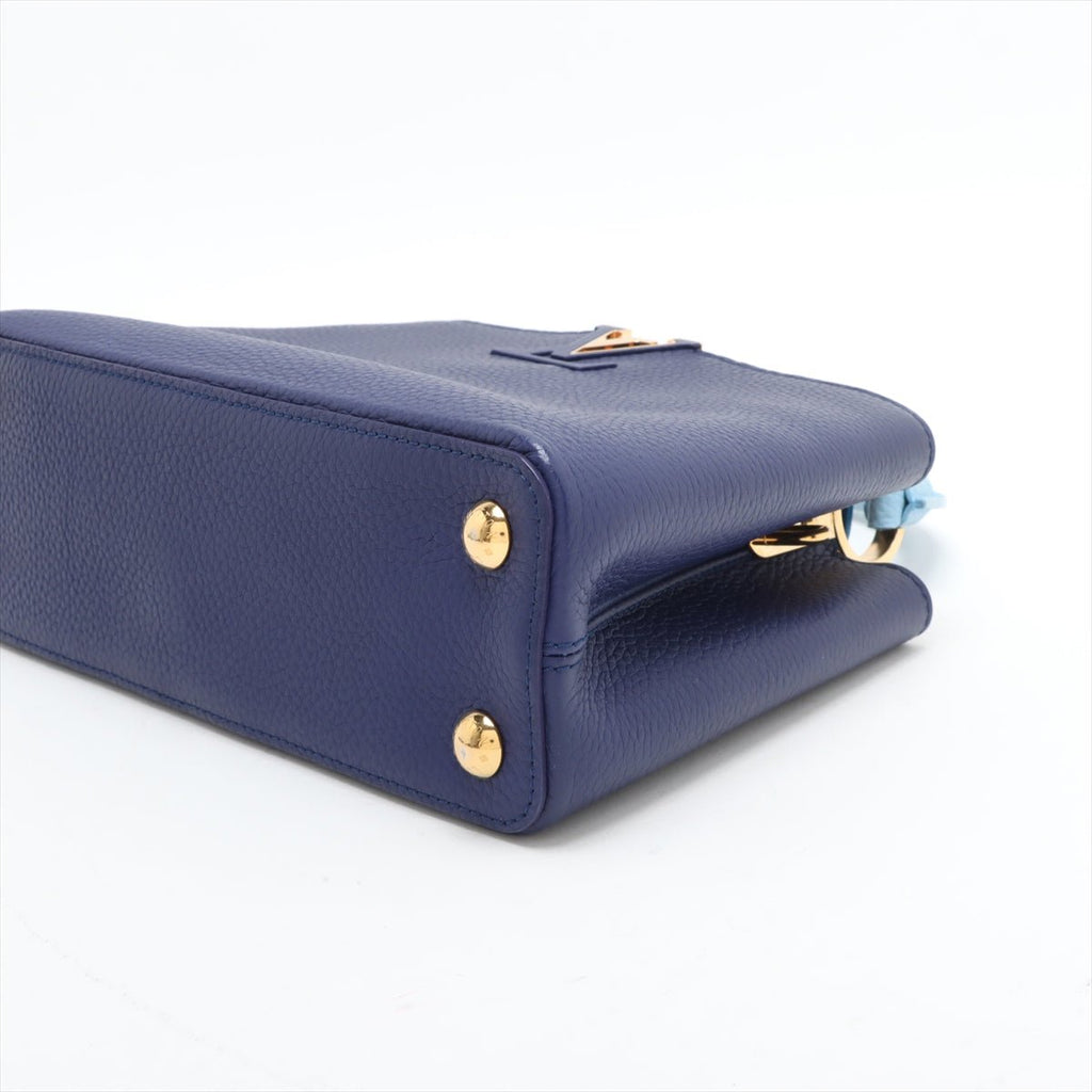Second hand Louis Vuitton Capucines BB Taurillon Leather Handbag Blue - Tabita Bags