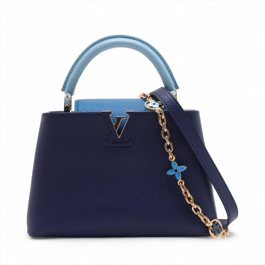 Second hand Louis Vuitton Capucines BB Taurillon Leather Handbag Blue - Tabita Bags